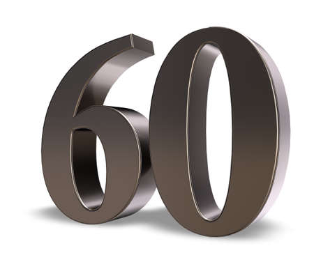 metal number sixty on white background - 3d illustrationの写真素材