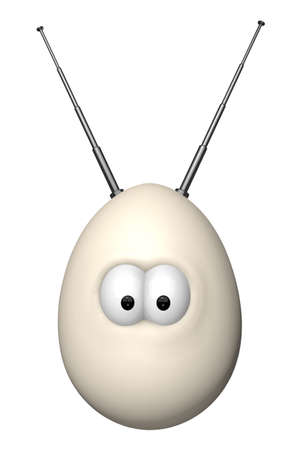 cartoon egg with antenna - 3d illustrationの写真素材