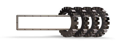 riveted metal frame and gear wheels - 3d illustrationの写真素材