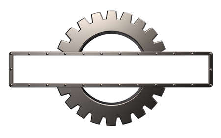 riveted metal frame and gear wheel - 3d illustrationの写真素材