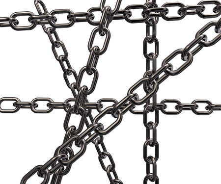 metal chains on white background - 3d illustration