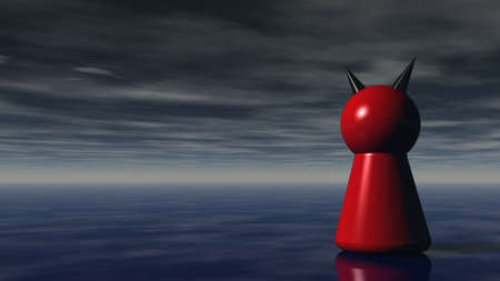 devil token under dark sky - 3d illustration