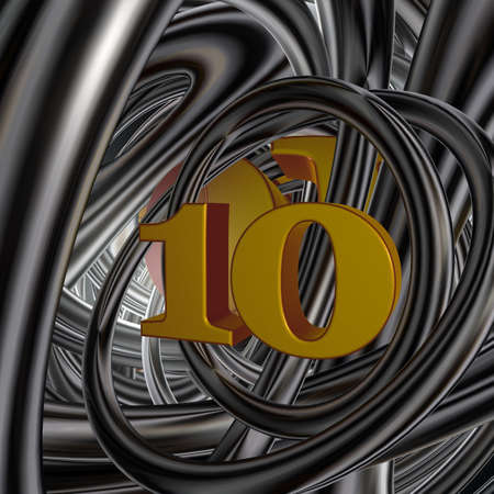 number ten in techno space - 3d illustrationの写真素材