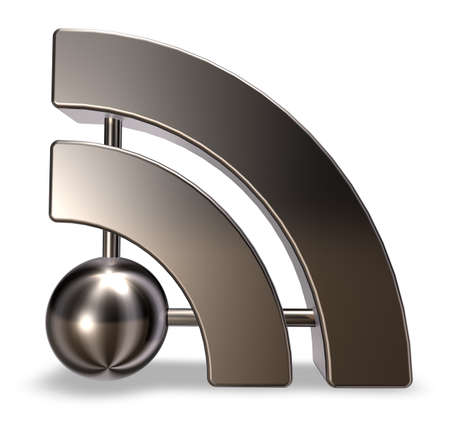 metal rss symbol on white background - 3d illustrationの写真素材