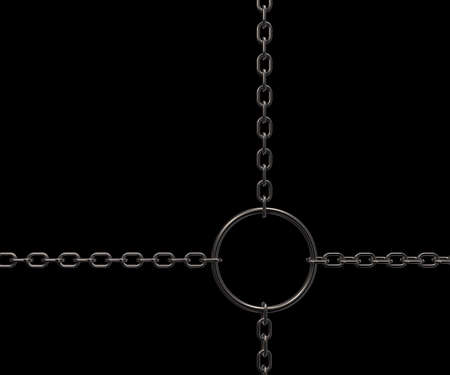 metal chains on black background - 3d illustration
