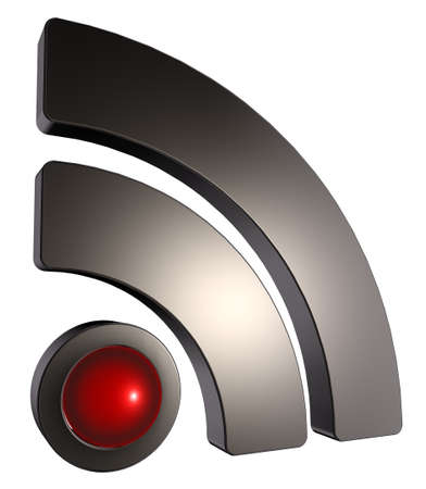 metal rss symbol on white background - 3d illustrationの写真素材