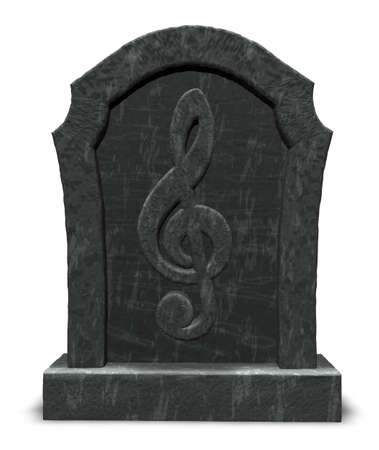 gravestone with clef symbol - 3d illustrationの写真素材