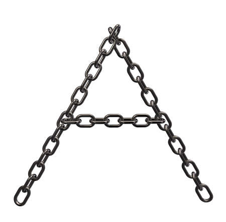 letter a chains on white background - 3d illustrationの写真素材