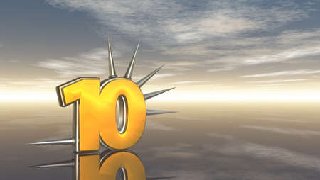 number ten with prickles on white background - 3d illustrationの写真素材