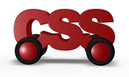 css tag on wheels - 3d illustrationの写真素材