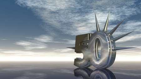 number fifty with prickles under cloudy sky - 3d illustration
