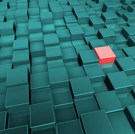 red and green cubes background - 3d illustrationの写真素材