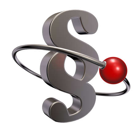 red sphere fly around paragraph symbol - 3d illustrationの写真素材