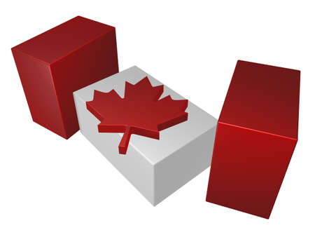 pieces of canada flag on white background - 3d illustrationの写真素材