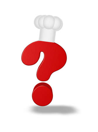 question mark with cook hat - 3d illustrationの写真素材
