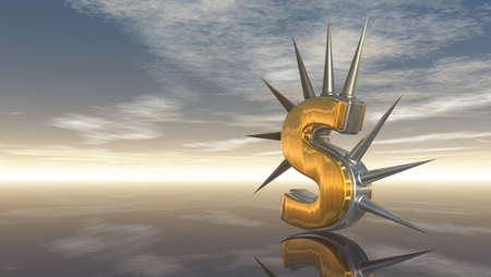 letter s with metal prickles under cloudy blue sky - 3d illustrationの写真素材