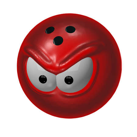 evil bowling ball - 3d cartoon illustrationの写真素材