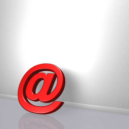 email symbol leans on white wound - 3d illustrationの写真素材