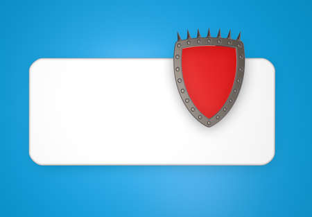 blank sign and shield with prickles - 3d illustrationの写真素材