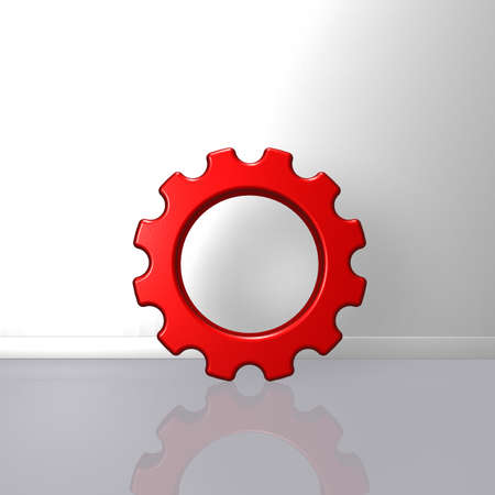 red gear wheel on white background - 3d illustration