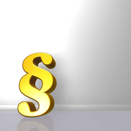 yellow paragraph symbol leans on wound - 3d illustrationの写真素材