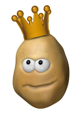 funny potato with crown - 3d illustrationの写真素材