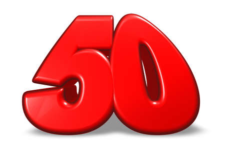 cartoon number fifty on white background - 3d illustrationの写真素材