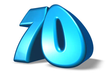cartoon number seventy on white background - 3d illustrationの写真素材