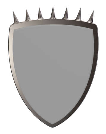 blank shield with prickles - 3d illustrationの写真素材