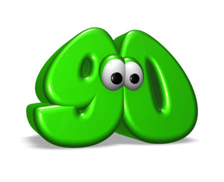 cartoon number ninety on white background - 3d illustration