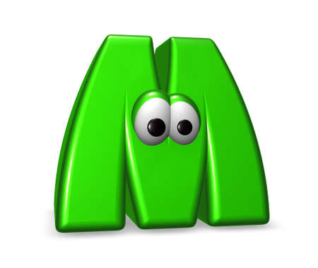 letter m with eyes - 3d illustrationの写真素材