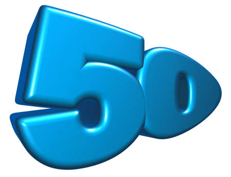cartoon number fifty on white background - 3d illustration