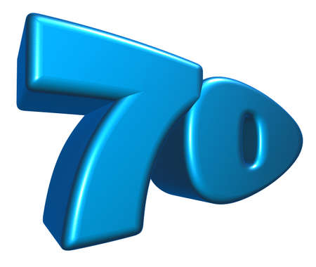 cartoon number seventy on white background - 3d illustrationの写真素材