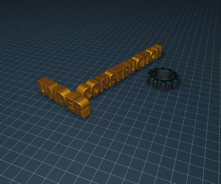 under construction text and gear wheel - 3d illustrationの写真素材