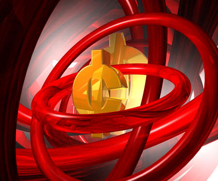 golden cent symbol in abstract space - 3d illustrationの写真素材