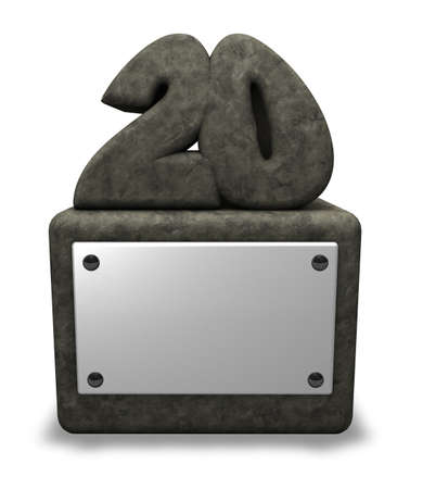 stone number twenty on socket - 3d illustrationの写真素材