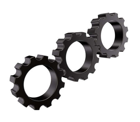 three gear wheels on white background - 3d illustration