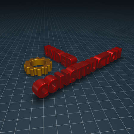 under construction text and gear wheel - 3d illustrationの写真素材
