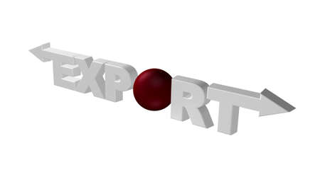 the word export with arrows - 3d illustrationの写真素材