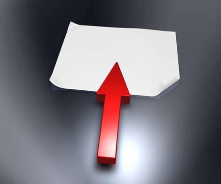 arrow and blank paper sheet - 3d illustrationの写真素材