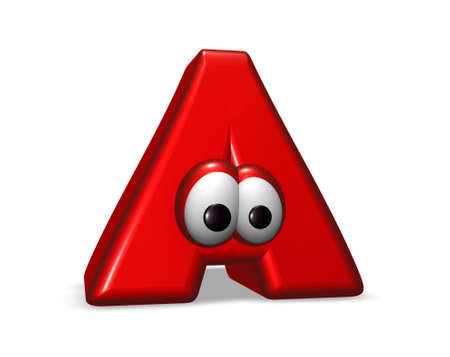letter a with eyes - 3d illustrationの写真素材