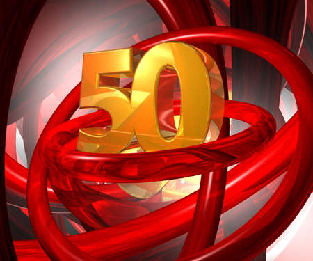number fifty in abstract futuristic space - 3d illustrationの写真素材