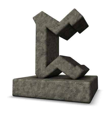 stone rune on white background - 3d illustrationの写真素材
