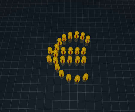 euro symbol made from play figures with tie - 3d illustrationの写真素材