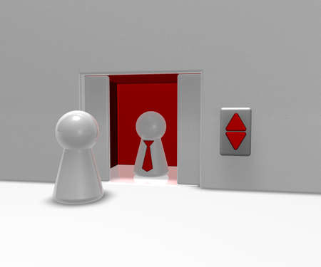 play figures and elevator - 3d illustration