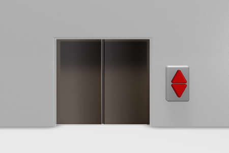closed elevator door - 3d illustrationの写真素材