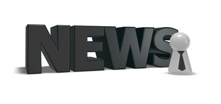 news tag and play figure with tie - 3d illustrationの写真素材