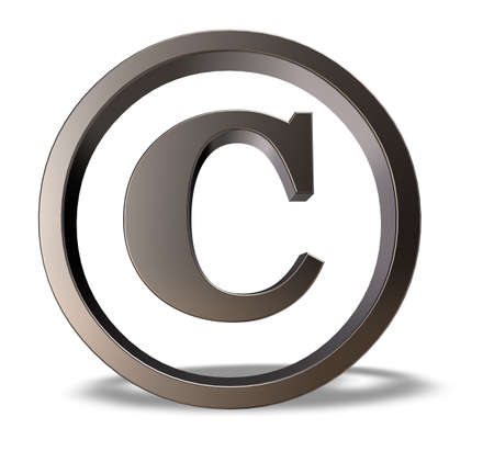 metal copyright symbol on white background - 3d illustrationの写真素材