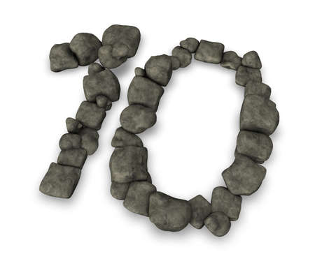 number ten made from pebbles - 3d illustrationの写真素材
