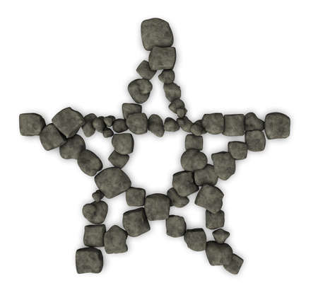pentagram made from stone pebbles - 3d illustrationの写真素材